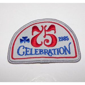 Vintage 1985 Girl Guides of Canada 75 Years Celebration Patch Gray Red Blue 3.75